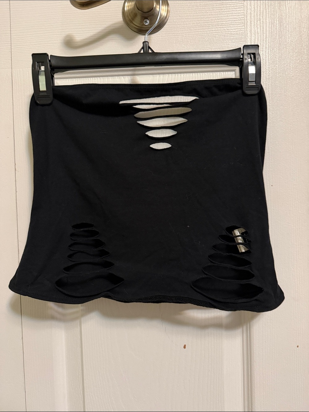 Black Distressed Cutout Tube Top